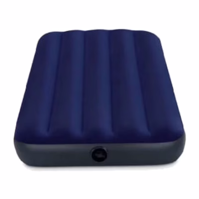 Colchón inflable Intex azul flocado de 191 x 99 cm visto desde el frente