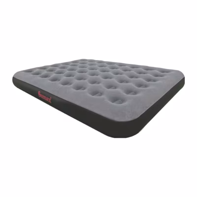 Colchón inflable queen Sumax gris aterciopelado con laterales oscuros y estructura Coil-Beam