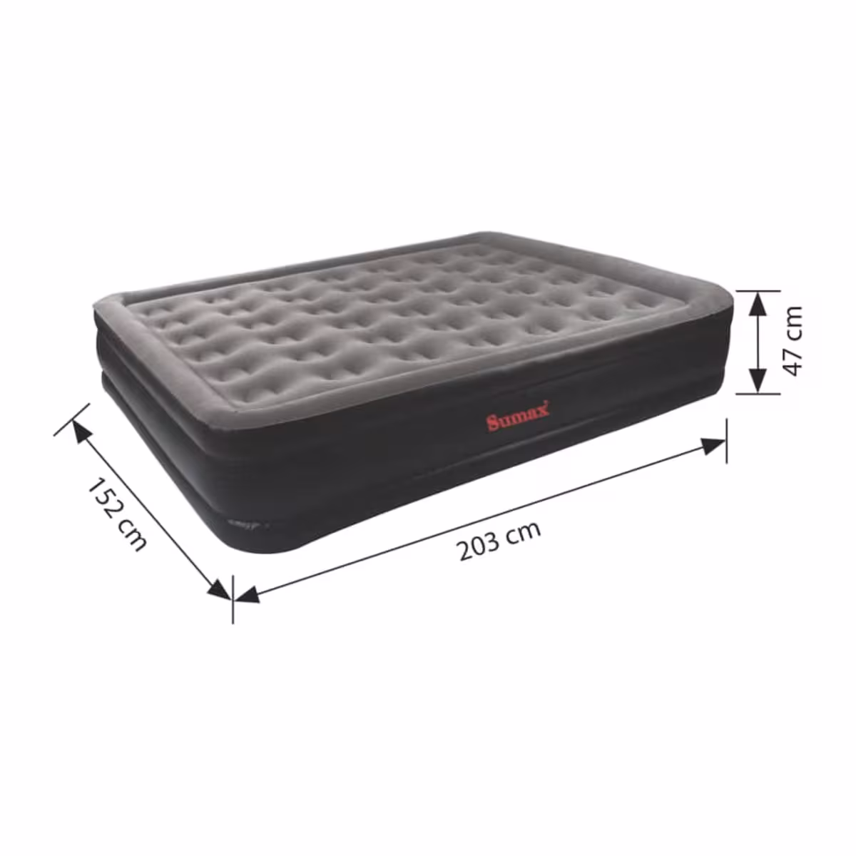 Detalle de la superficie aterciopelada y la doble altura del colchón inflable Sumax