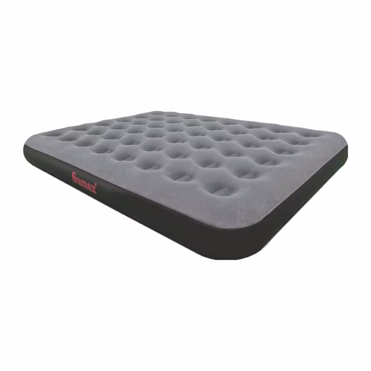 Colchón inflable queen Sumax gris aterciopelado con laterales oscuros y estructura Coil-Beam