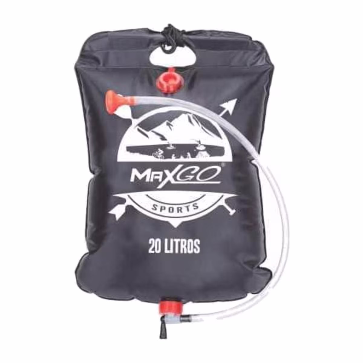 Ducha para camping MaxGo de 20 litros negra con manguera y roseta