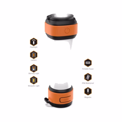 Linterna de Camping Recargable Skywoods – 360°, Imán, Power Bank