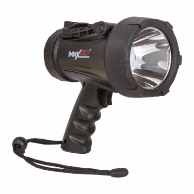 Linterna MaxGo Spotlight 1200 lúmenes negra con mango tipo pistola y correa de muñeca