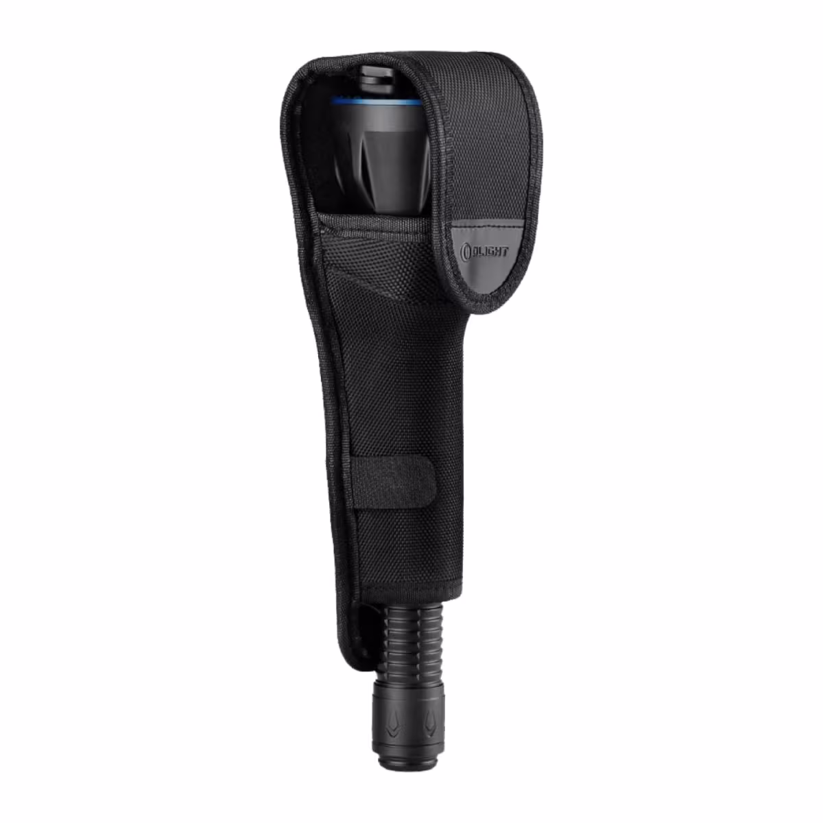 Maletín rígido negro con logo Olight para transportar la linterna