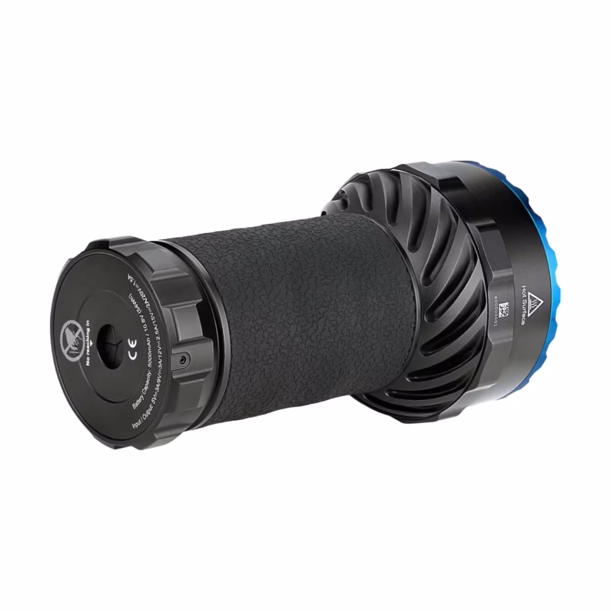 Cabezal de la linterna Olight Marauder 2 con anillo azul y LED blancos
