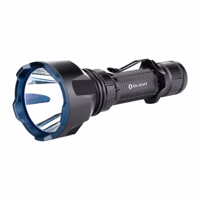 Linterna Olight Warrior X Turbo negra con reflector tipo holofote y anillo azul