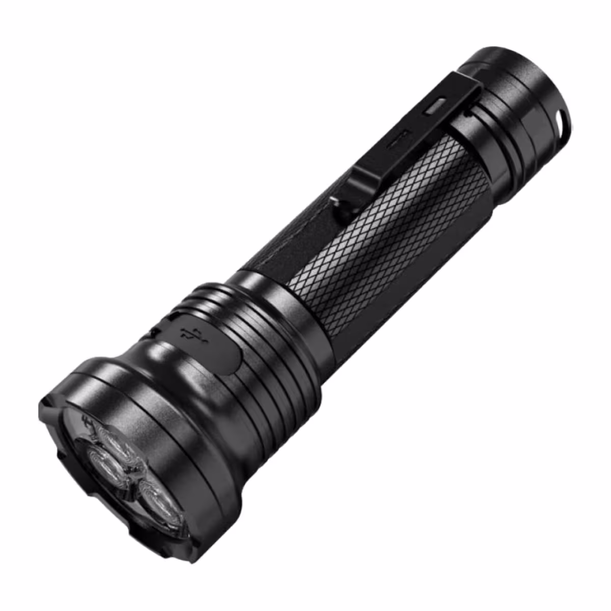 Linterna Skywoods OL3000 negra de 3000 lúmenes con clip y carcasa de aluminio