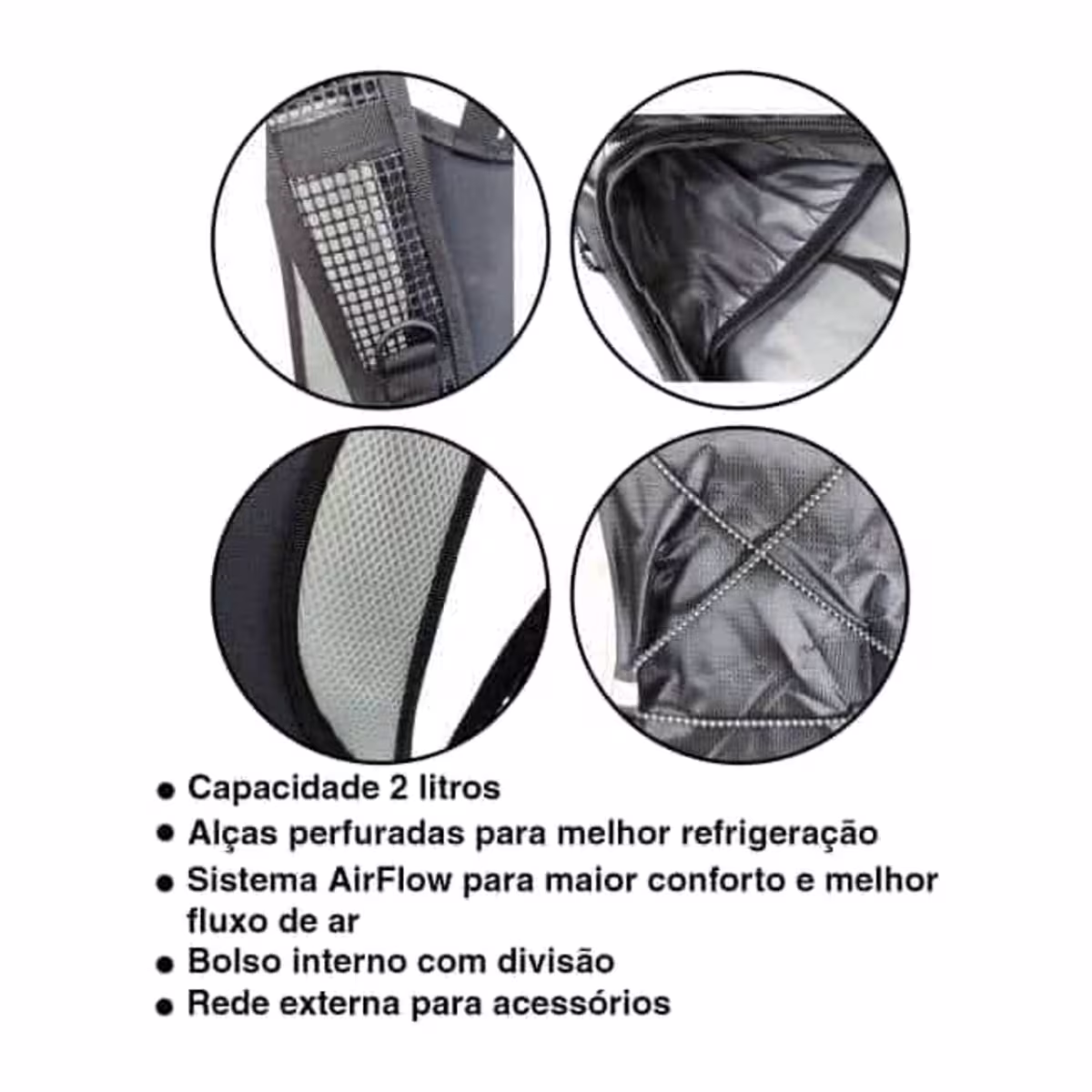 Logo Maxgo bordado en el frente de la mochila de hidratación