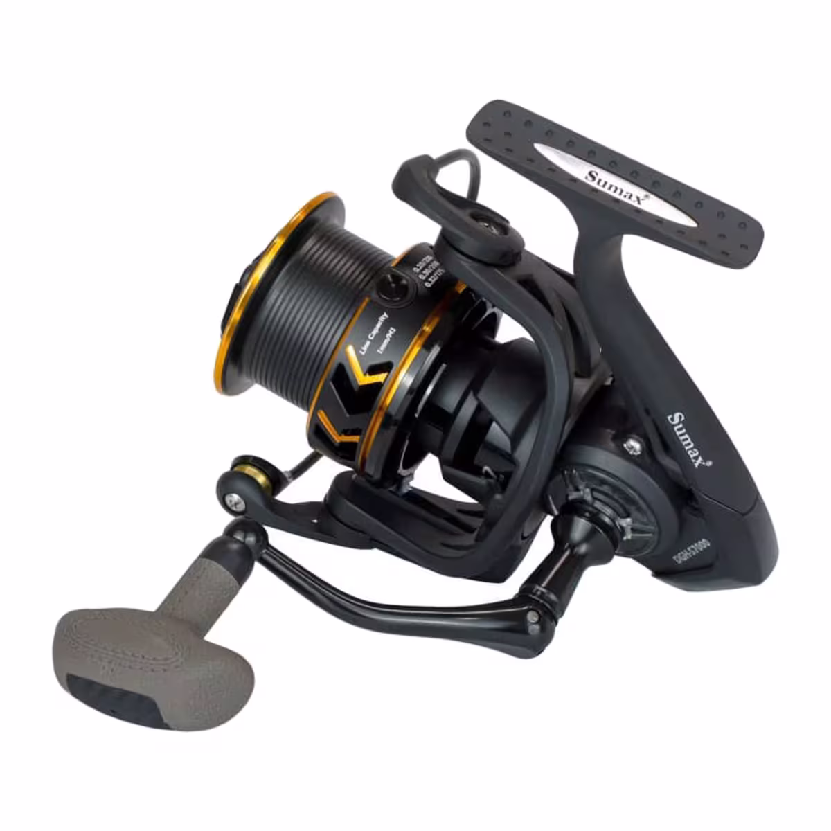 Carretel de aluminio con detalles dorados del reel Sumax Dragon Surf