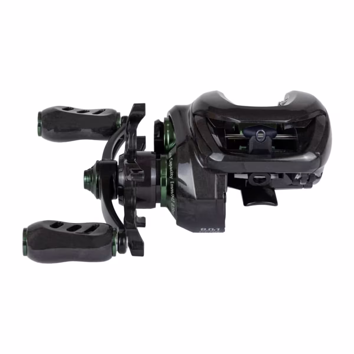 Carrete y perilla del reel Sumax Samurai en color verde