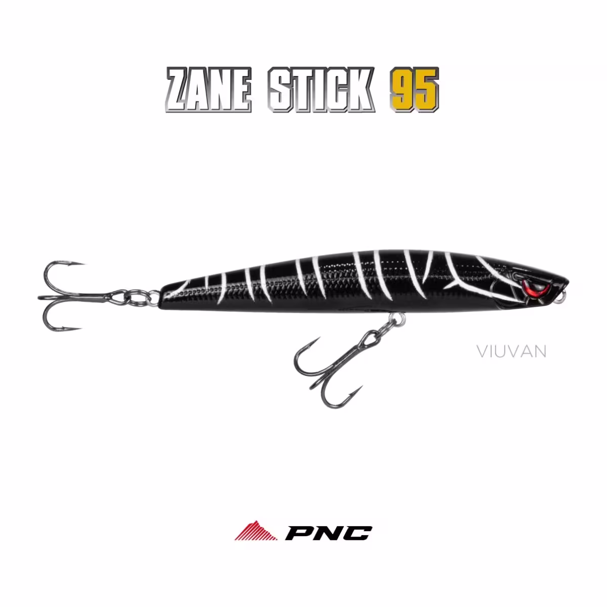 Señuelo PNC Zane Stick 95 visto desde arriba, perfil fino tipo stick