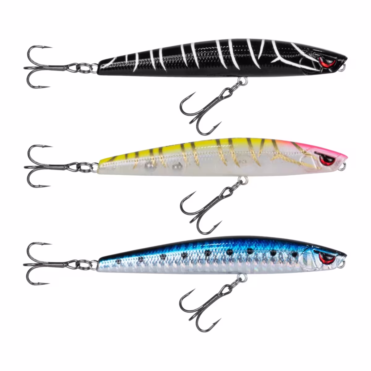 Vista lateral del stickbait Zane Stick 95 con cuerpo alargado y ojo rojo