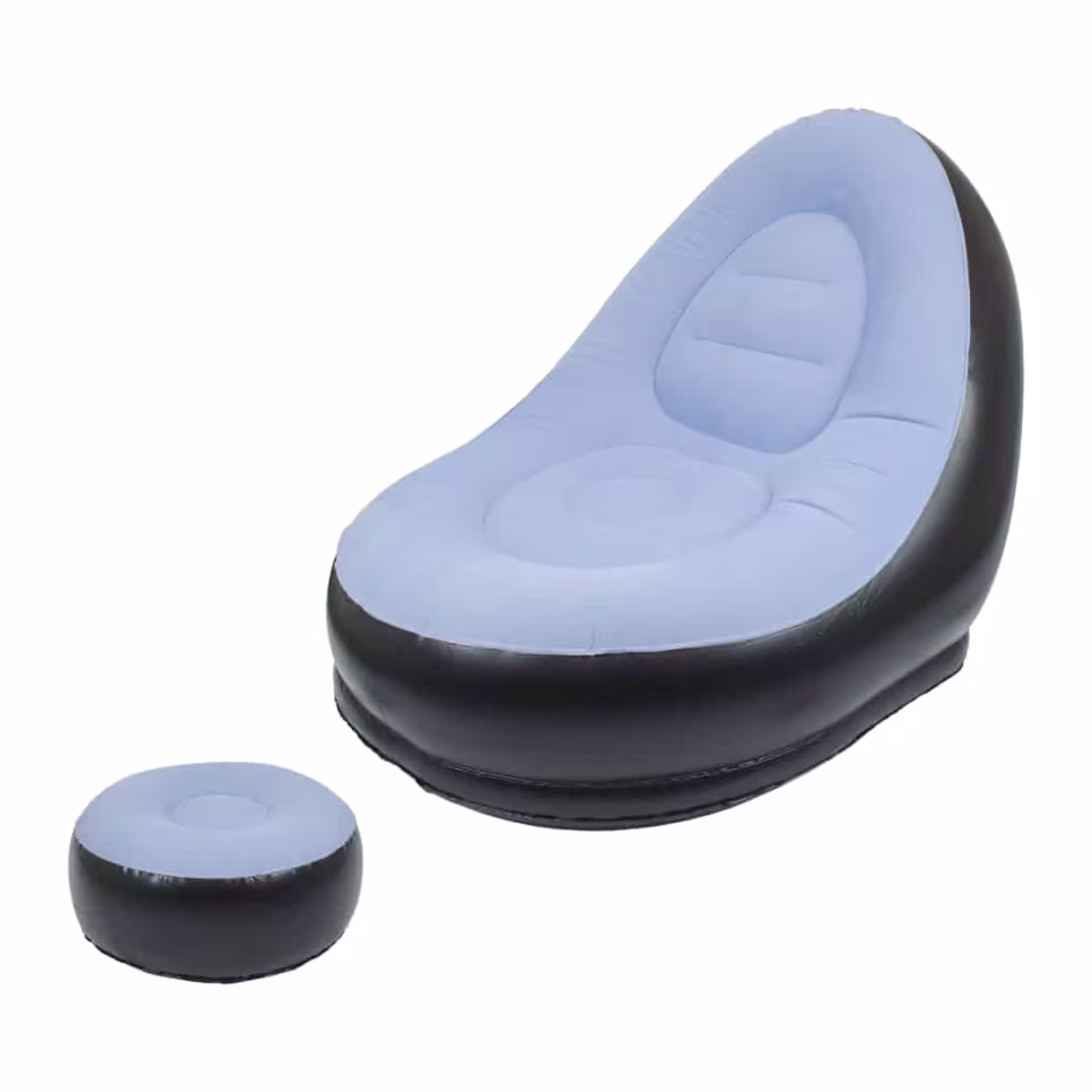 Puff inflable a juego con el sillón, base de PVC y asiento aterciopelado