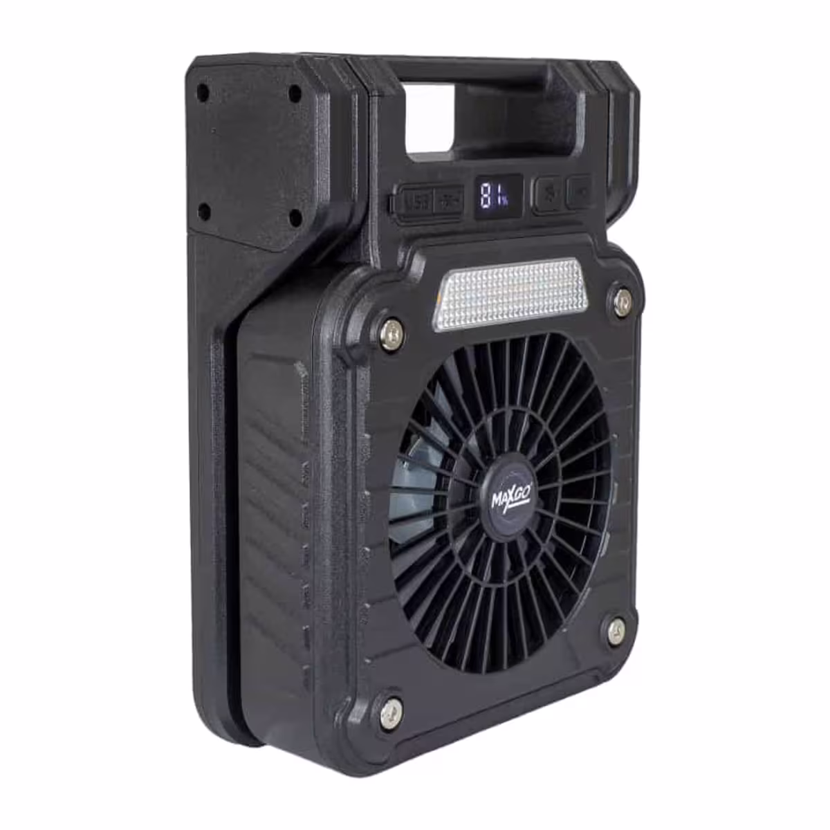 Ventilador Portátil Maxgo Recargable – Solar, Power Bank y Luz LED – vista 6